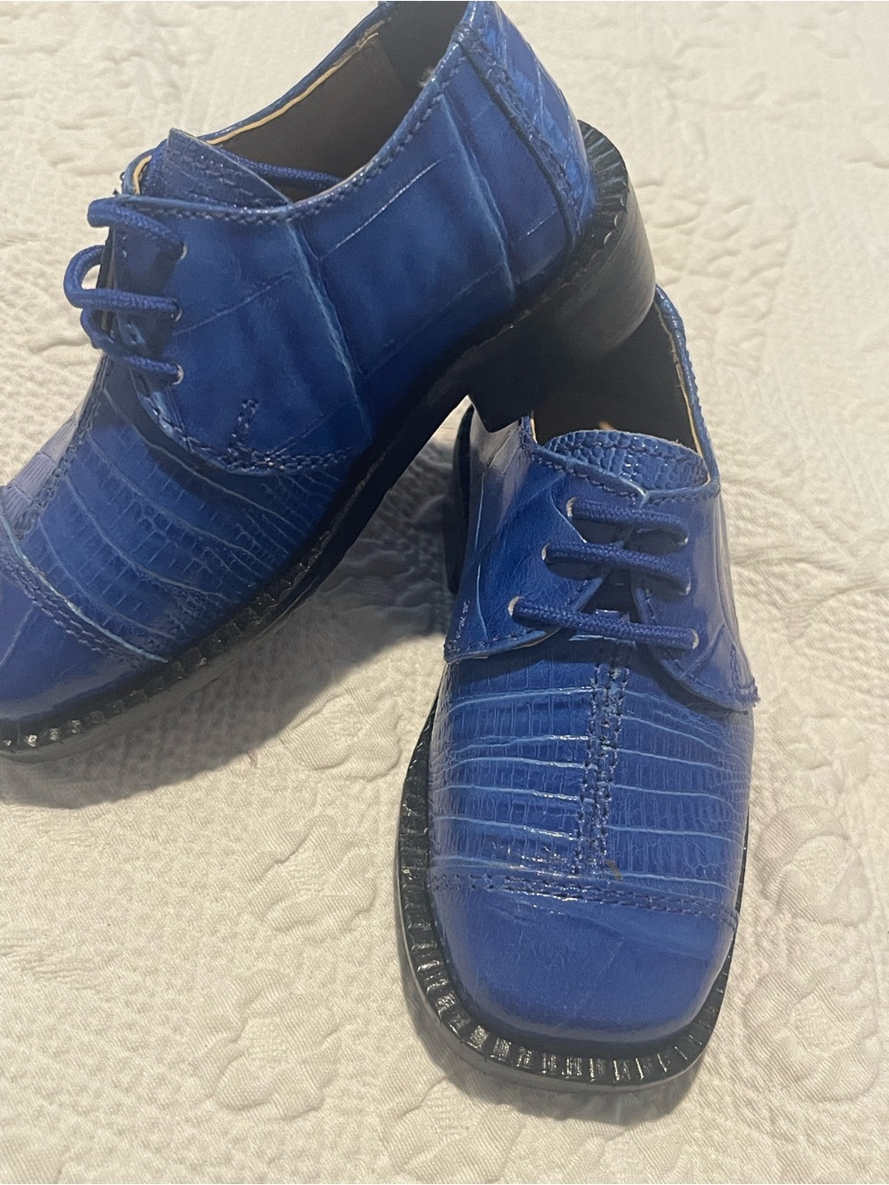 Gliders Toddlers Size 6 Royal Blue Leather Lace up Lace-Up Dress Shoes
